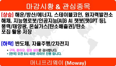 25/06/23 [한국] 마감 및 관심주