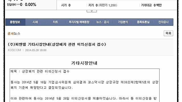 29. 잡담 - 상장폐지 위험 종목 피앤텔