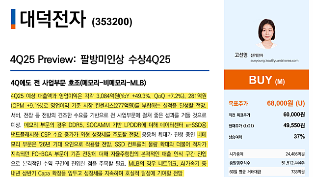 [기업Study] 대덕전자 - 팔방미인상 수상 (26.01.22 By 유안타증권)
