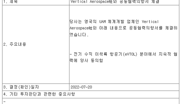 한화에어로스페이스 기타경영사항 공시