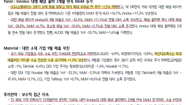 디스플레이 위클리(하나증권)