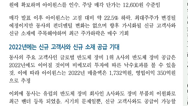 [레포트]아이원스 : 펀더멘털 이상 무
