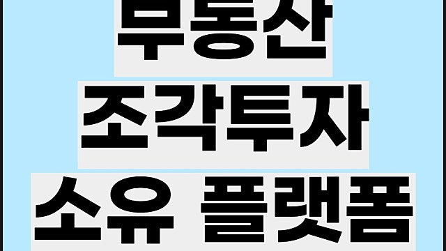 소액투자 부동산을 조각투자 할 수 있는 소유 플랫폼