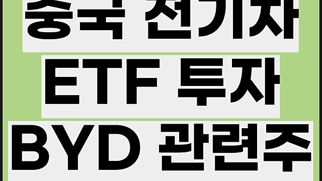 중국 전기차 ETF, 비야디 관련주 BYD 테마주는