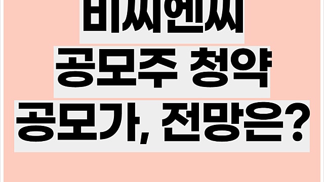 비씨엔씨 공모주 청약, 공모가, 전망은