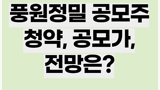 풍원정밀 공모주 청약, 공모가, 전망은