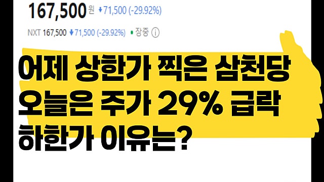 어제 상한가 찍은 삼천당제약, 오늘은 주가 29% 급락 왜 하한가?