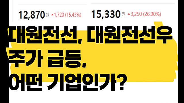 대원전선, 대원전선우 주가 또 급등 어떤기업인가?