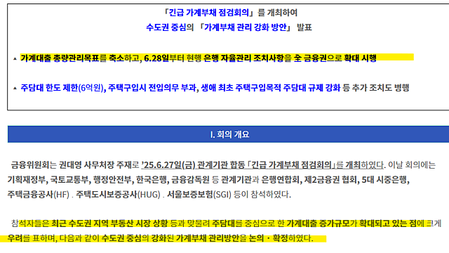 수도권 주담대 한도 6억 제한, 무주택자도 영향…2025 대출규제 총정리