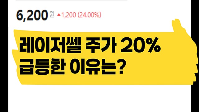3일전 공시 하나로 레이저쎌 주가 20% 급등한 이유는?