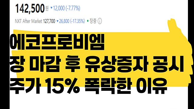 에코프로비엠 장 마감 후 유상증자 공시로 주가 급락, 이유는