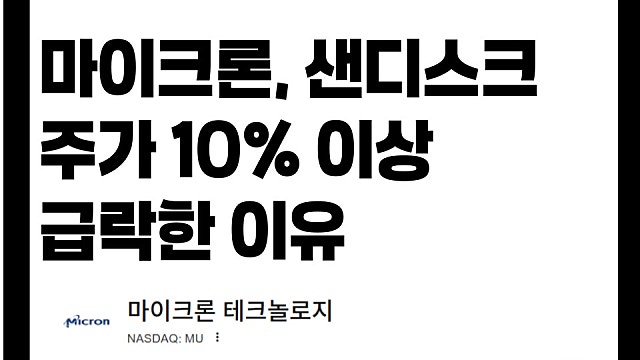 마이크론 MU 샌디스크 SNDK 주가 10% 급락 이유는?