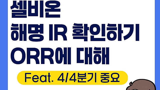셀비온 주가 하락, 해명 IR 확인해보면(Feat. 4/4분기가 핵심)