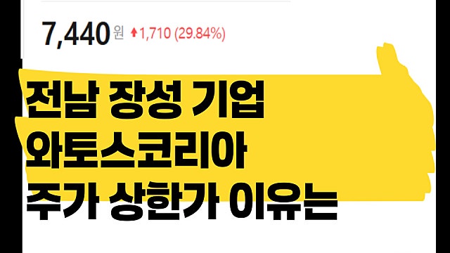 전남 장성 기업 와토스코리아 주가 상한가 이유는