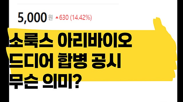 소룩스 아리바이오 드디어 합병 결정 공시, 무슨 의미?