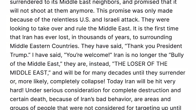 트럼프 "이란, 오늘 지금껏 없던 수준으로 박살낼 것"(Ft. 82공수사단 투입?)