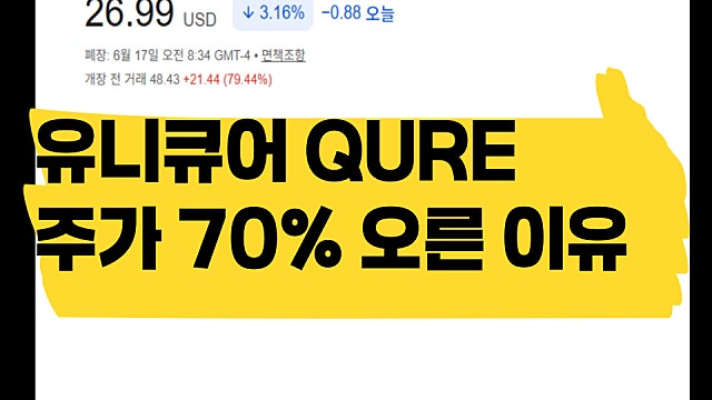 FDA 의견으로 유니큐어 QURE 주가 70% 오른 이유는