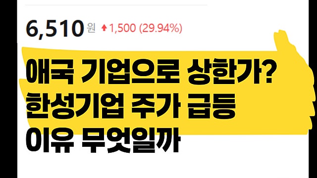 애국기업으로 주가 급등? 한성기업 주가 상한가 이유