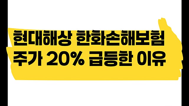 최근 현대해상 한화손해보험 주가가 20% 급등한 이유는