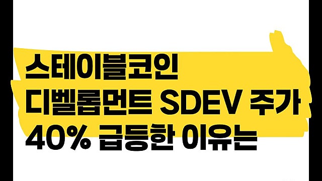 스테이블코인 디벨롭먼트 SDEV 주가 40% 급등한 이유는