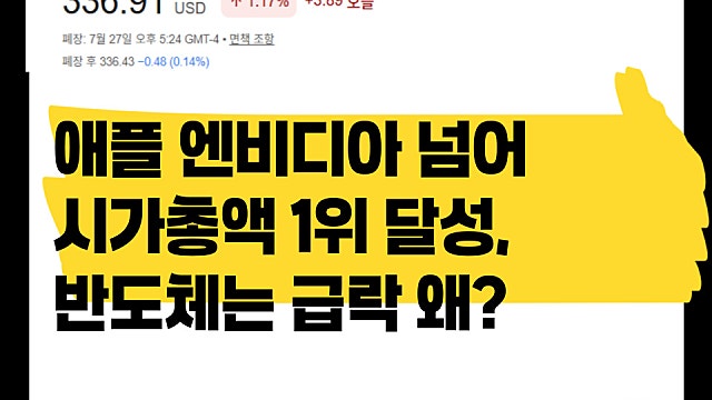 애플 엔비디아 넘어 시가총액 1위 달성, 근데 반도체는 급락 왜?