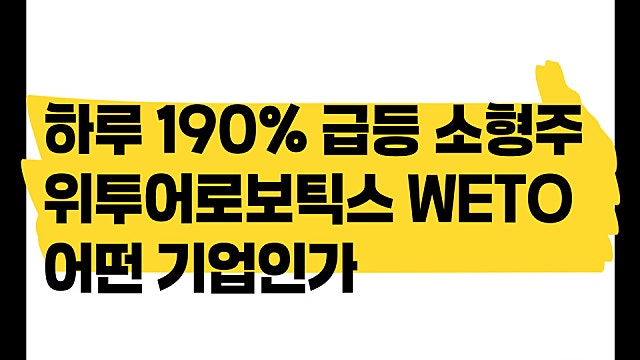 하루 190% 급등한 소형주 위투어로보틱스 WETO 어떤 기업?
