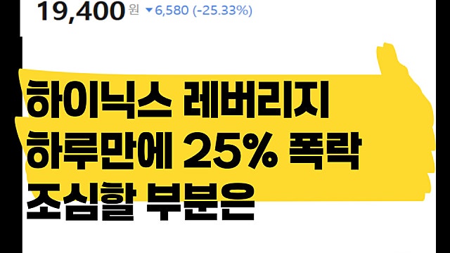 하이닉스 삼성전자 단일종목 레버리지 하루 25% 폭락, 주의할 부분