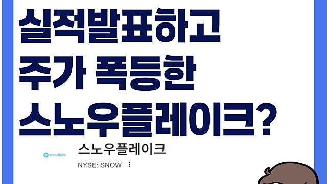 실적발표 후 스노우플레이크 SNOW 주가 20% 폭등한 이유