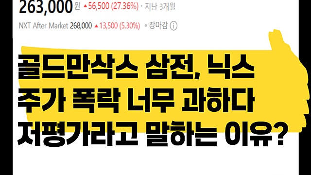 골드만삭스 삼성전자, 하이닉스 폭락 과하다, 아직도 저평가라는 이유