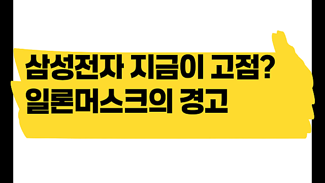 삼성전자 지금이 고점? 2028년이 끝 일론머스크의 경고