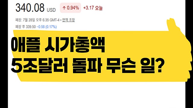 애플 시가총액 5조달러 돌파, 엔비디아도 넘어섰다