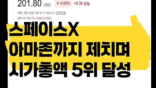 스페이스X 주가 상승하며, 아마존 넘어 시가총액 5위 달성한 이유