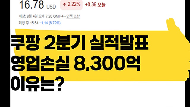 쿠팡 2분기 실적 영업손실 8300억, 이유는?(Ft. 과징금)