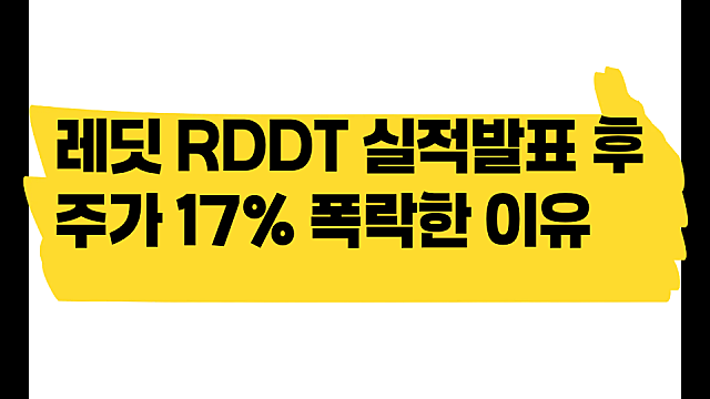 레딧 RDDT 실적 발표 후 주가 17% 폭락한 이유