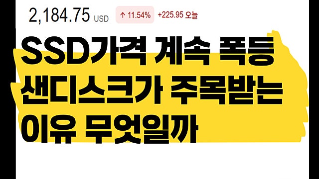 SSD가격 계속 폭등, 샌디스크 SNDK 주가가 올라가는 이유