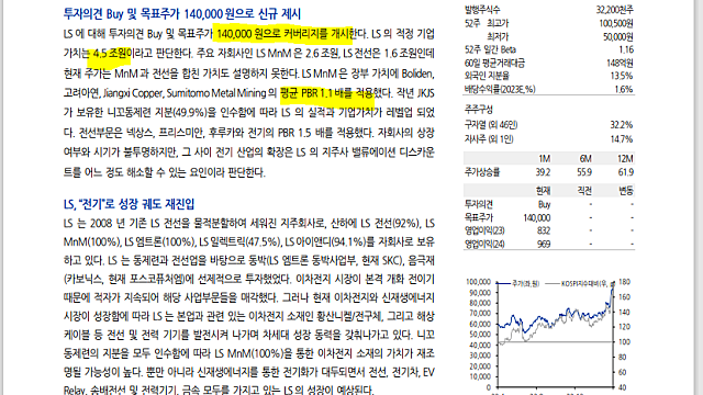230420 LS 커버리지 개시 (14만원, 유진투자증권)