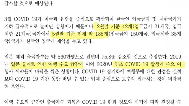 하나투어 회복시기