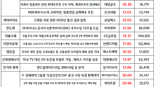 고려아연,영풍정밀 MBK파트너스 공개매수 관련주 이슈 / 오늘의 증시현황,주도주 체크(9월 13일 국내증시)