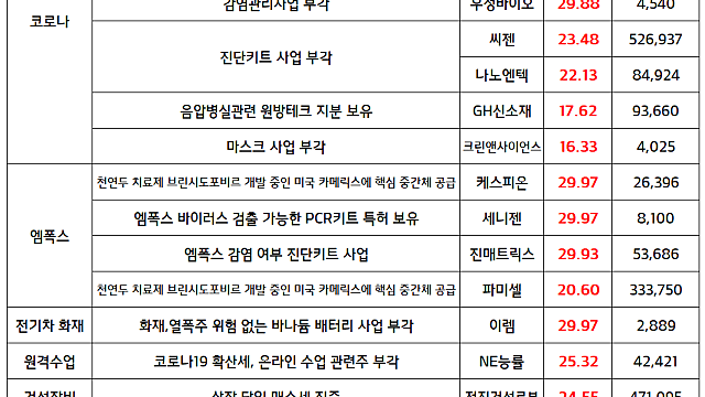 엠폭스, 코로나 테마 순환매 지속 / 시간외 단일가, 대왕고래 관련주 강세