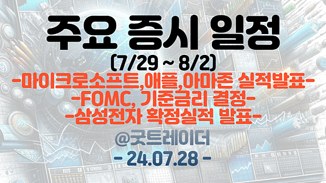 증시일정 (8월 첫째주) :: 마이크로소프트, 애플, 아마존 실적발표 / FOMC 회의 / 삼성전자 확정실적 발표 일정
