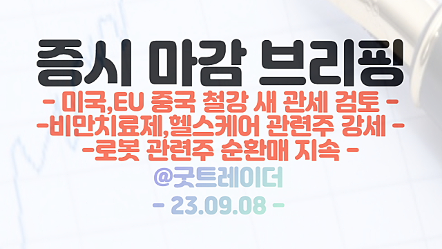 철강 관련주 :: 미국,EU 중국 철강 새 관세 검토 소식 / 헬스케어 관련주 강세 지속 / 9월 8일 시간외 단일가 특징주