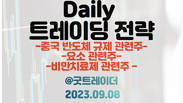 중국 반도체 규제 관련주 / 요소 관련주 / 비만치료제 관련주 (9월 8일 트레이딩 이슈 체크)