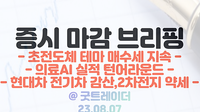 에코프로,POSCO홀딩스 등 현대차 전기차 감산 및 양극재 판매가격 하락 보도, 미국 전기차 관련주 약세 영향에 하락 / 초전도체 관련주 변동성 지속