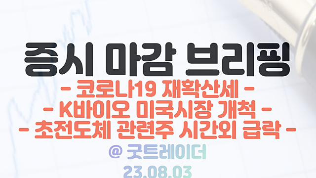 제약,바이오 관련주 : K-바이오, 미국 시장 개척 기대감 / 코로나19 관련주 : 코로나 재확산세 지속 / 시간외단일가 초전도체 관련주 급락
