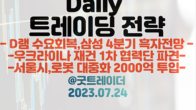 로봇 관련주 :: 두산 로보틱스 IPO 상장 예비심사 청구 일정 주목 / 반도체 관련주 :: D램 수요회복 / 우크라이나 재건 1차 협력단 파견 일정 등